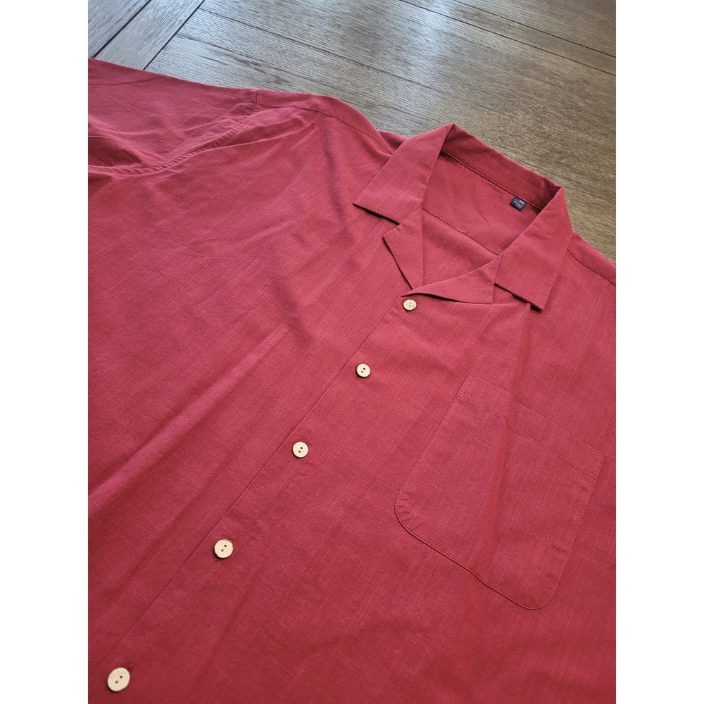 Cabana Shirt Mens 4XL Beach Lightweigh Burgundy Short Sleeve Button Up Polyester